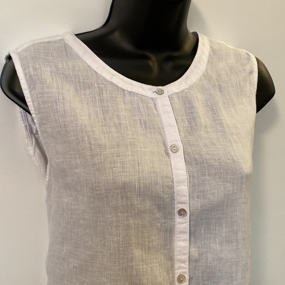Christian Siriano 100% Linen White Button Tank Top - Size L